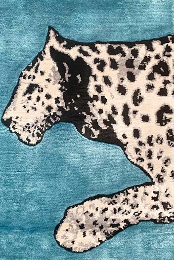 Leopards Blue Rug by Jimmie Martin